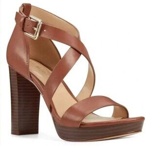 Nine West, Brown Buckle, Ankle Strap, Block Open Toe, Platform Heel Shoes